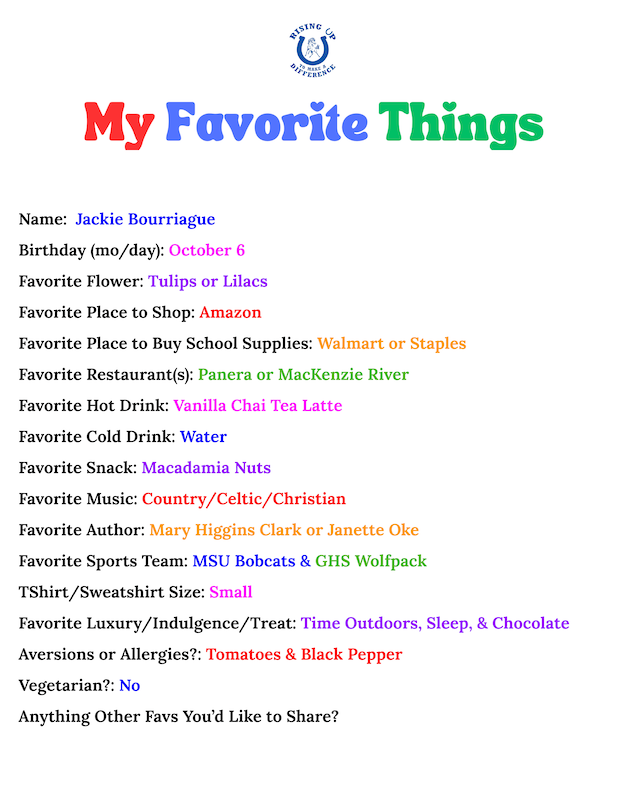 Image of Jackie's Fav Things