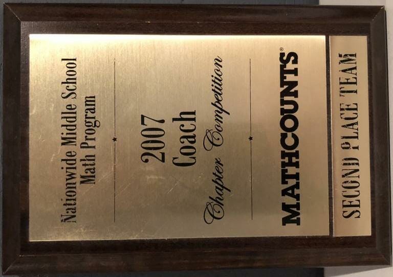 2007 - Math Counts 2007 Second Place Team